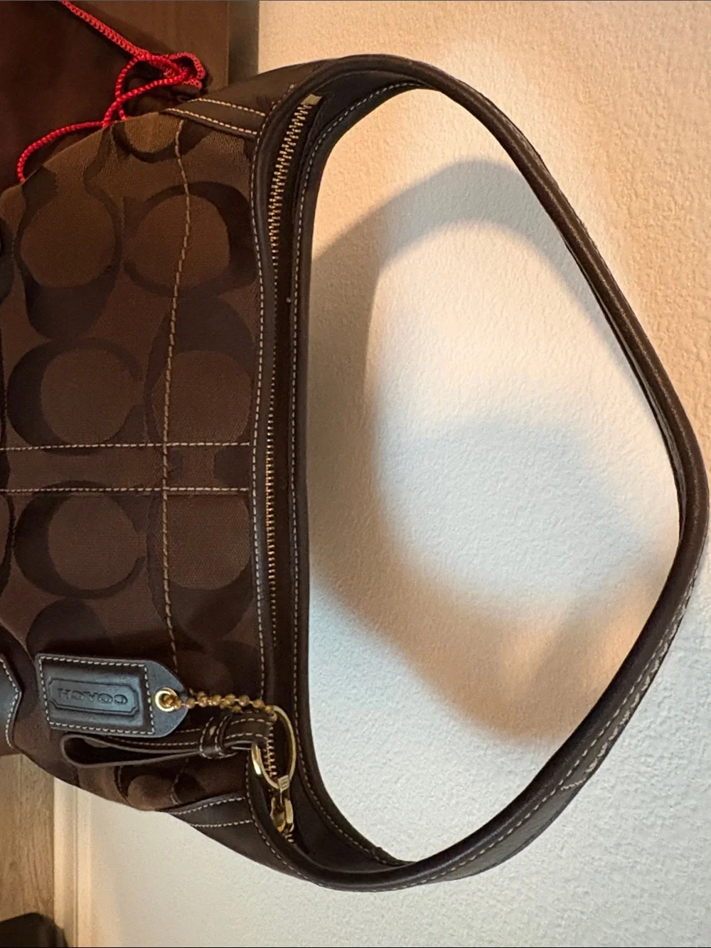 Coach Brown Signature Canvas Hobo Bag